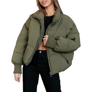 〽️Women's Armygreen Yimoon Short Quilted Puffer Winter Coat Outerwear Jacket
